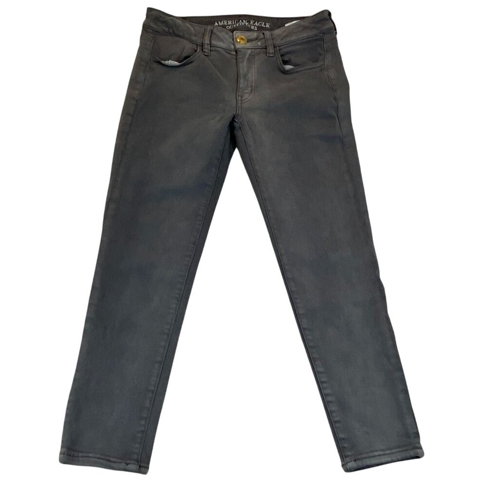 American Eagle Women's Jegging Crop Pants Size 4 Gray AEO Denim Stretchy Comfort